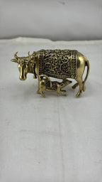 Panchaloha Kamadhenu Idol | Panchadhatu Cow and Calf Murti | Panchalogam Gau Mata Statue