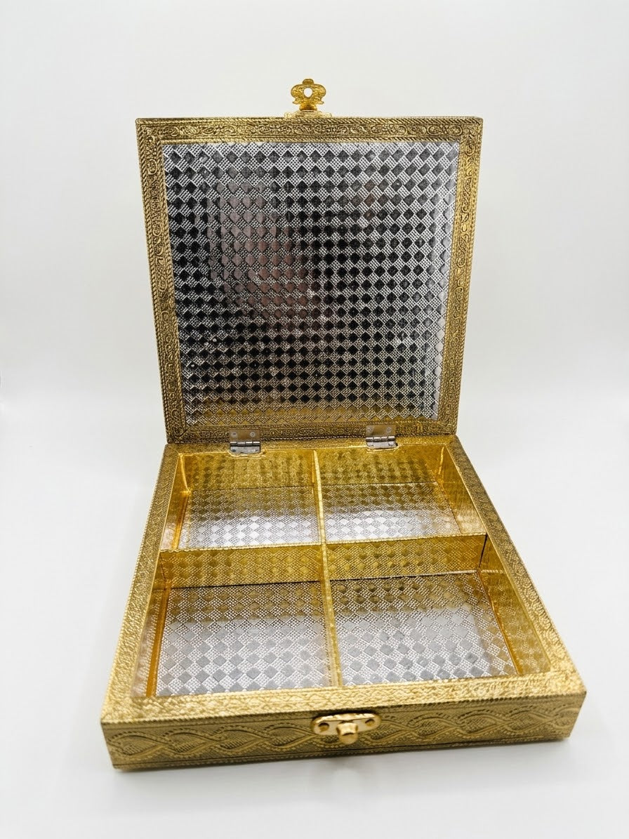Royal Antique Gold Rose Embossed Dry Fruit Gift Box