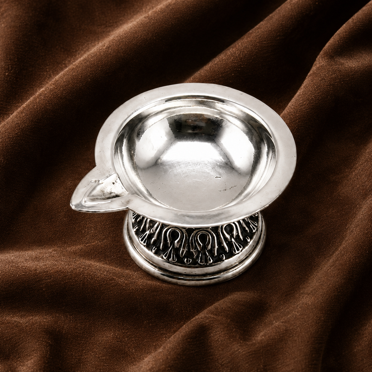 Pure Silver Everyday Puja Diya | Traditional Oil Lamp for Home Temple