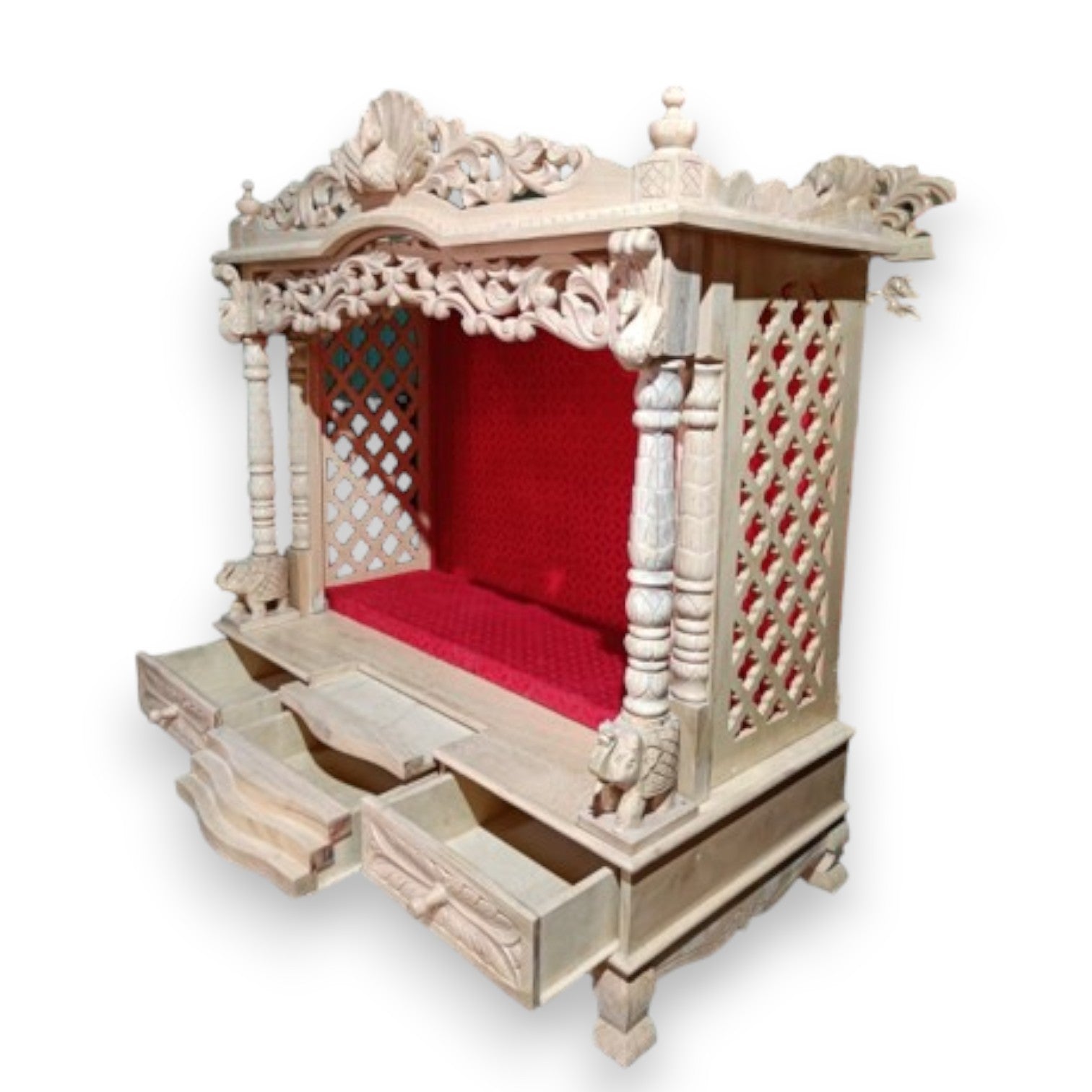 Handcrafted Openstyle Wooden Pooja Temple