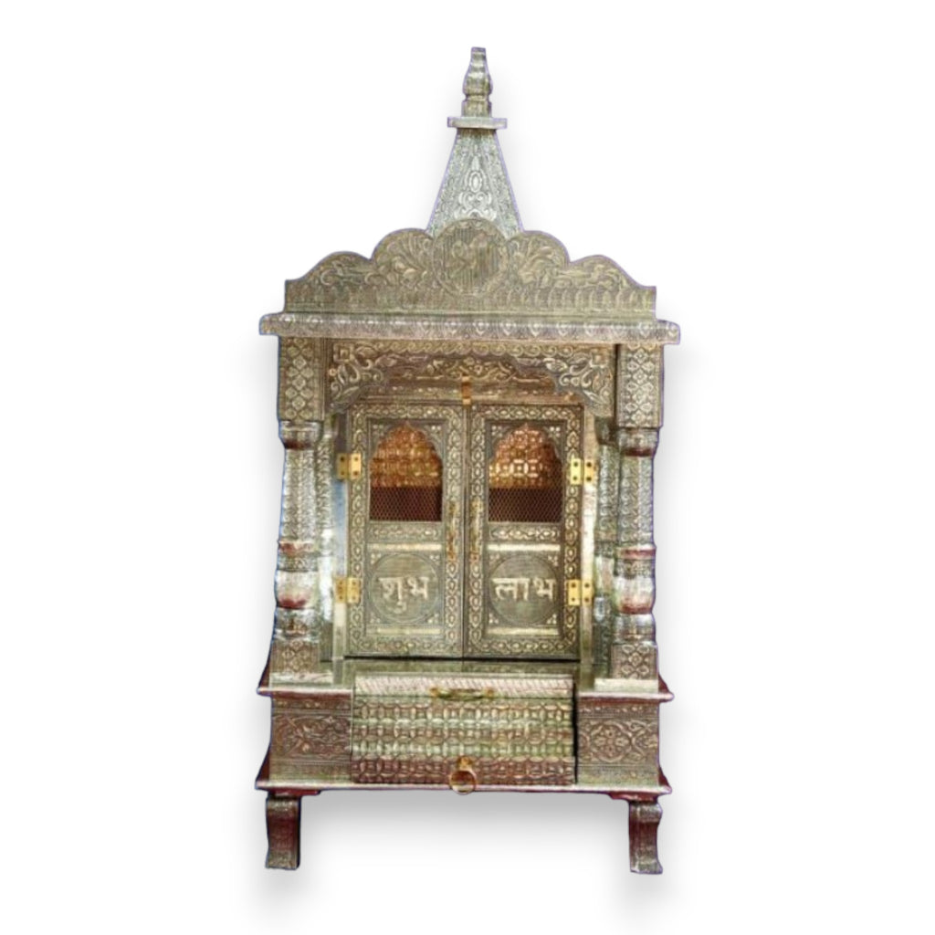 German Oxidised Wooden Temple with Doors