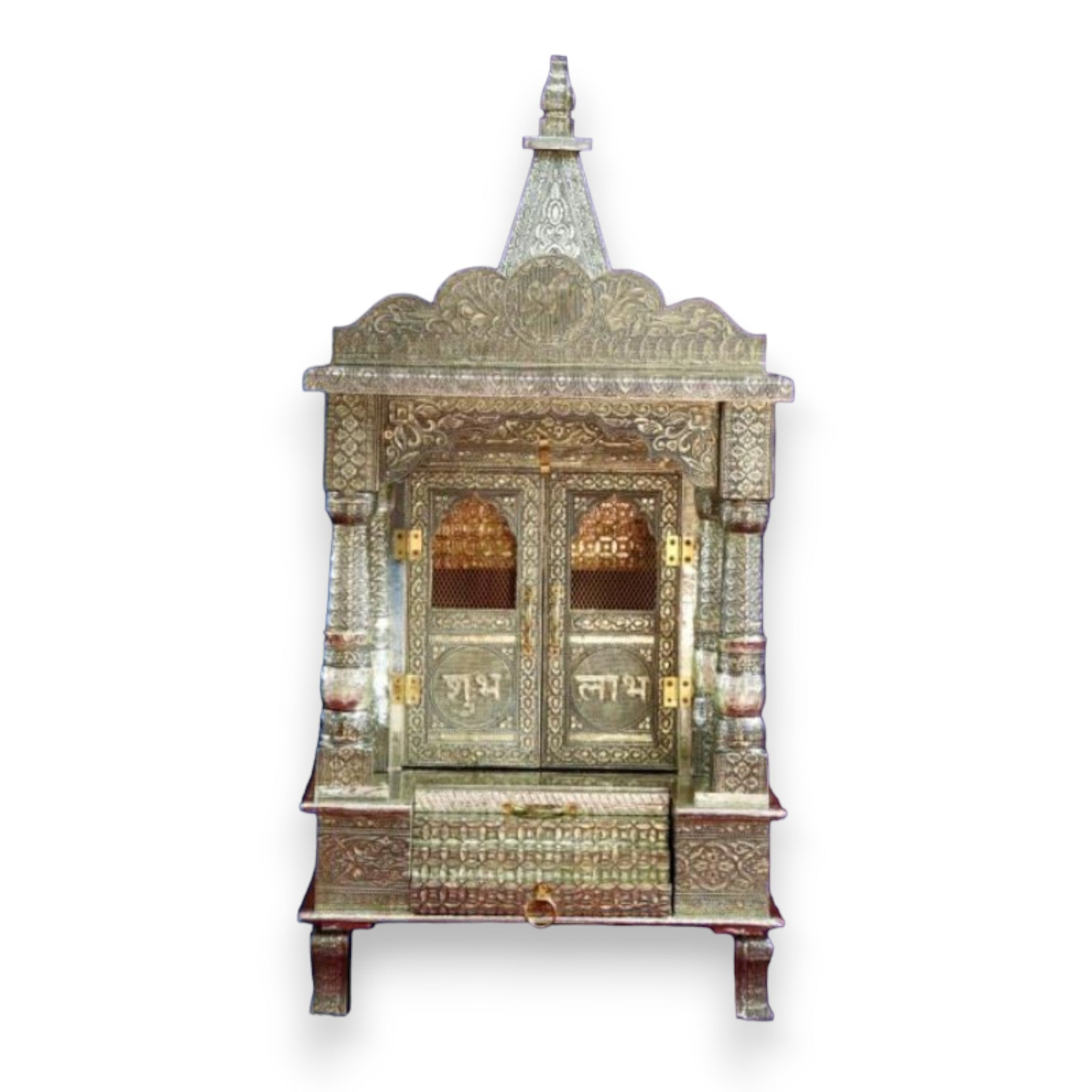 German Oxidised Wooden Temple with Doors