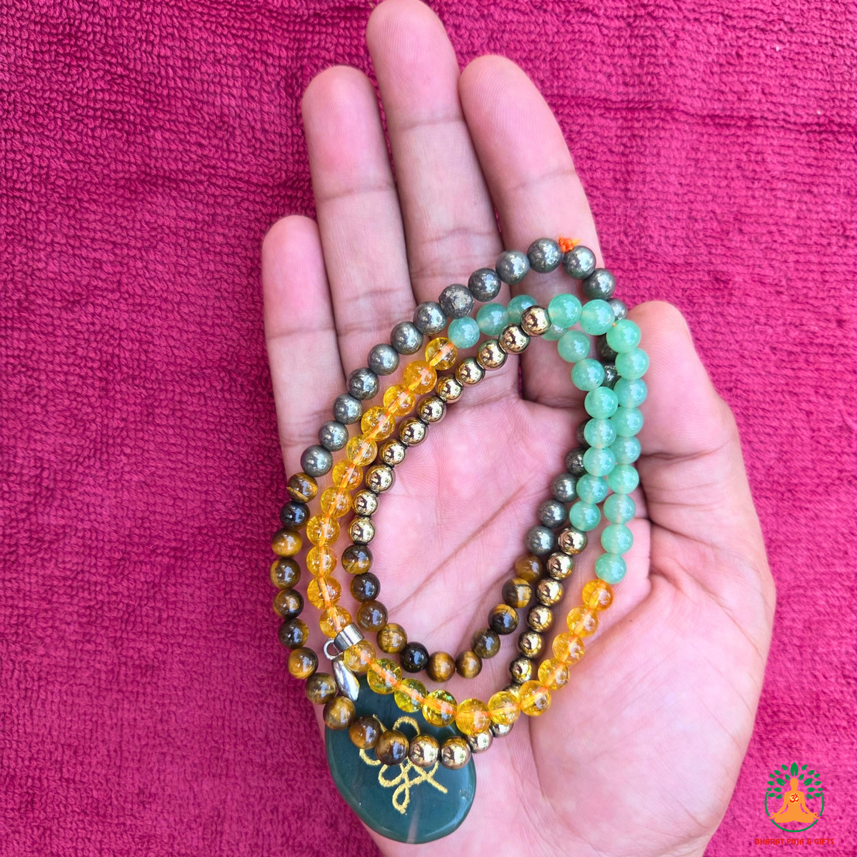 Money Magnet with Zibu Necklace | Natural Gemstone Mala 13 Inch | Prosperity & Abundance Jewelry | Crystal Necklace