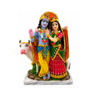 Radha Krishna with Cow Idol | Multicolor Radha and Krishna Murti | Radha Krishna Statue
