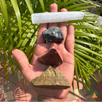 Protection Shielding Stone Set | Red Jasper Tiger Eye Black Tourmaline Selenite Raw Crystal Set | Rough Crystal Set