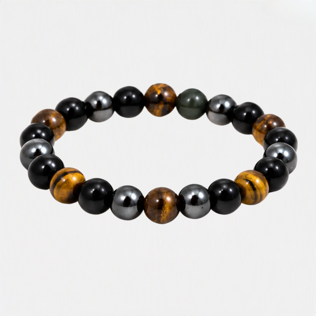 Triple Chakra Bracelet | Black Obsidian Hematite Tiger Eye Bracelet | Grounding & Protection Jewelry | Chakra Inspired Crystal Bracelet