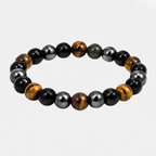 Triple Chakra Bracelet | Black Obsidian Hematite Tiger Eye Bracelet | Grounding & Protection Jewelry | Chakra Inspired Crystal Bracelet