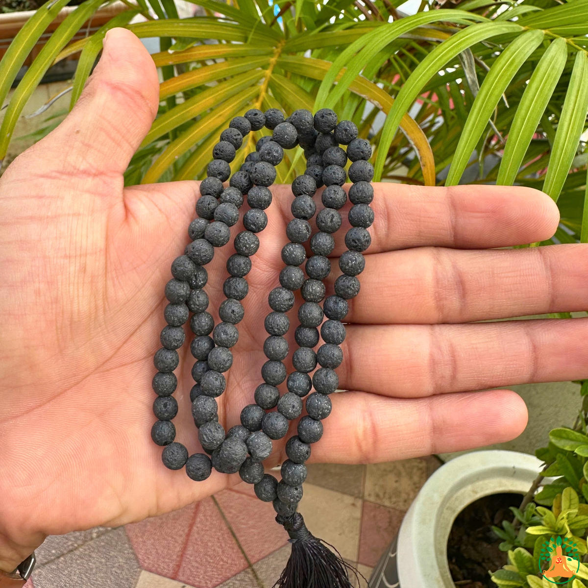 Natural Lava Stone Necklace | 13 Inch Black Volcanic Stone Mala | Meditation & Yoga Necklace | Lava Rock Necklace | Spiritual Jewelry