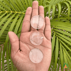 Clear Quartz Palmstone Set of 3 | Natural Clear Quartz Crystal Stones | Polished Round Palm Stones | Meditation Crystals for Healing and Chakra Balance