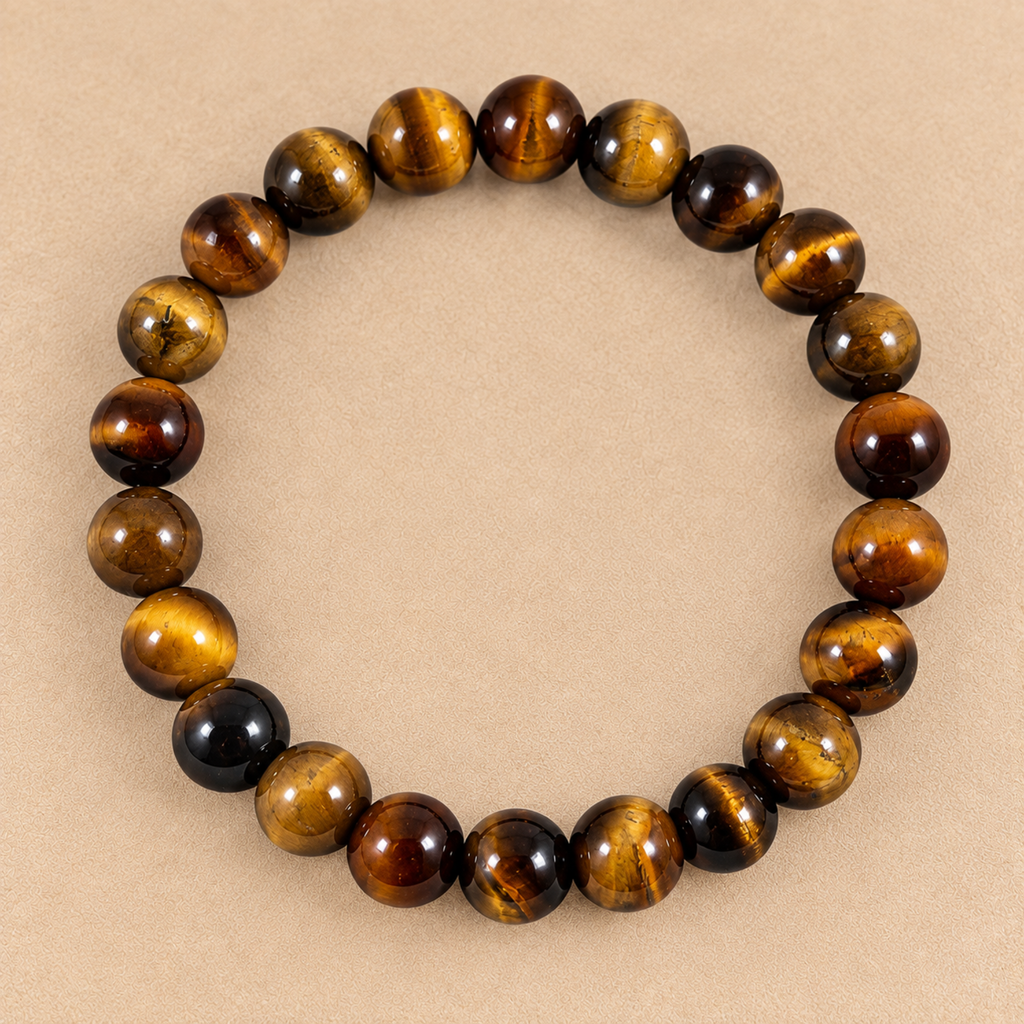Natural Tiger Eye Bracelet | Golden Brown Crystal Gemstone Bracelet | Confidence & Protection Jewelry | Grounding Bracelet | Spiritual Gift