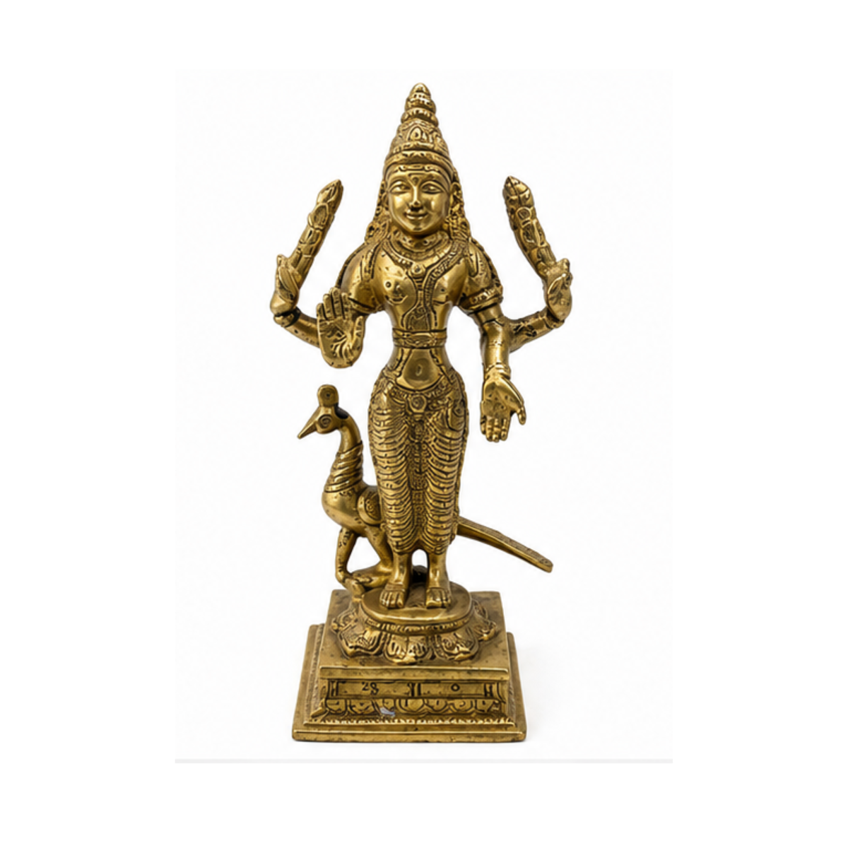 Brass Kartikeya Murti | Lord Murugan Skanda Statue for Puja
