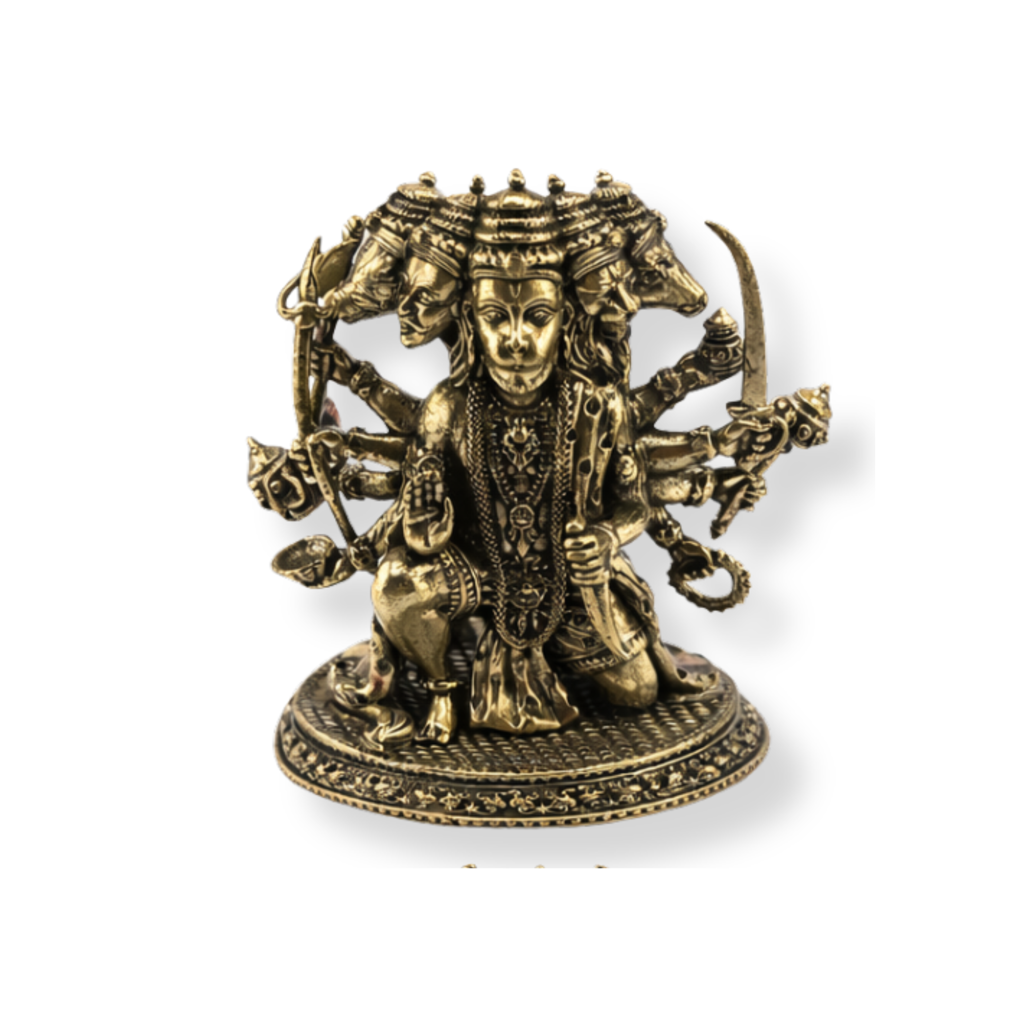 Panchadhatu Panchamukhi Kneeling Hanuman (Sitting on One Knee) Idol | Panchlogam Hanuman Murti | Premium Hanuman Statue