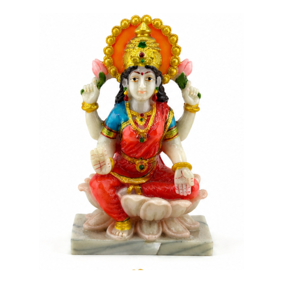 Goddess Lakshmi on Lotus Idol | Lakshmi Devi Murti for Home Mandir Puja | Laxmi Statue