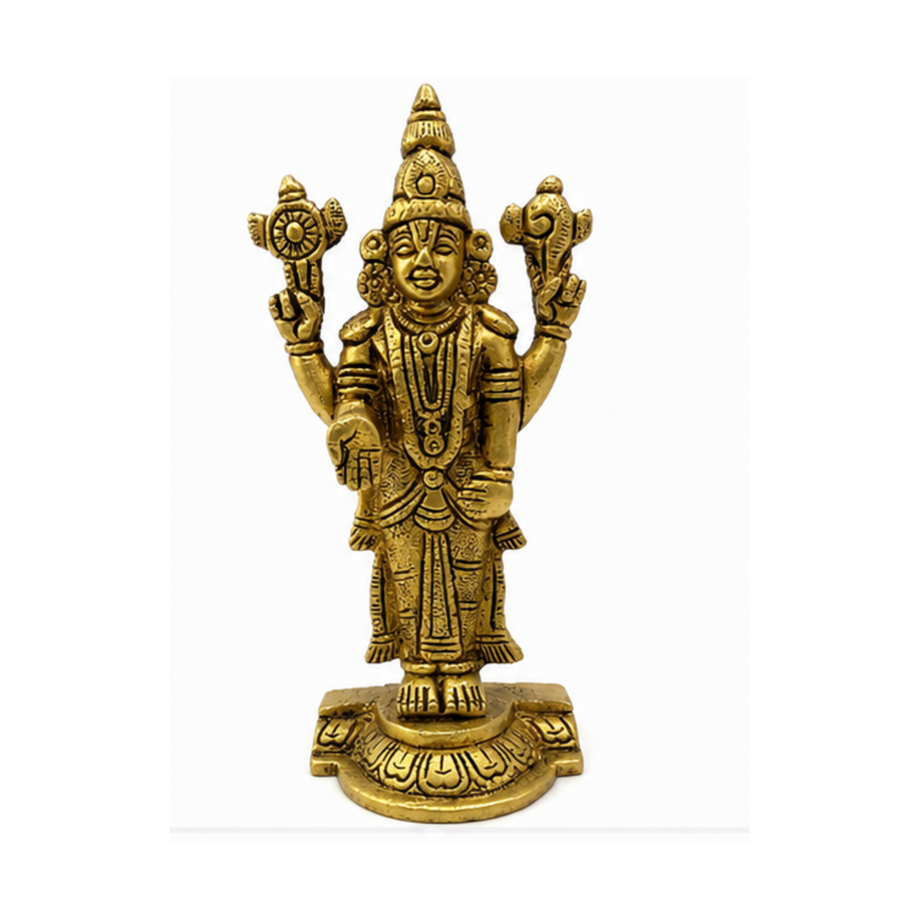 Brass Balaji Murti with Shankha & Chakra | Traditional Vishnu Statue | Brass Balaji Idol