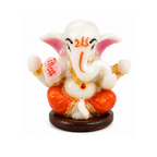 White Ganesha Idol with Orange Dhoti | Small Ganesha Murti | Ganpati Statue