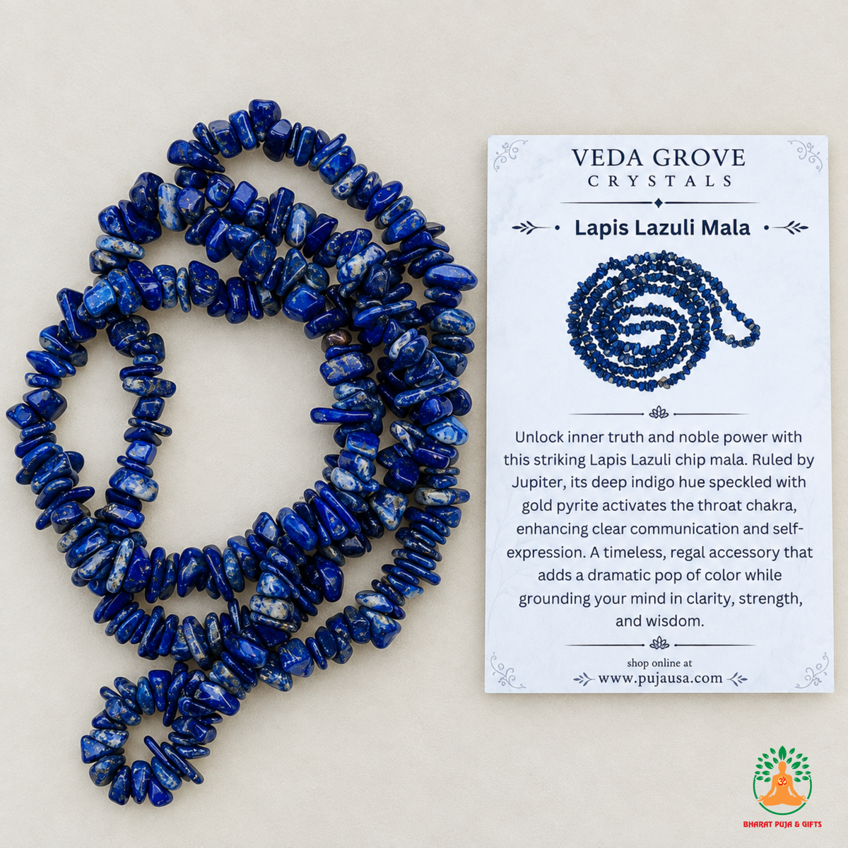 Lapis Lazuli Chips Crystal Necklace | Lapis Lazuli Beaded Necklace | Gemstone Necklace