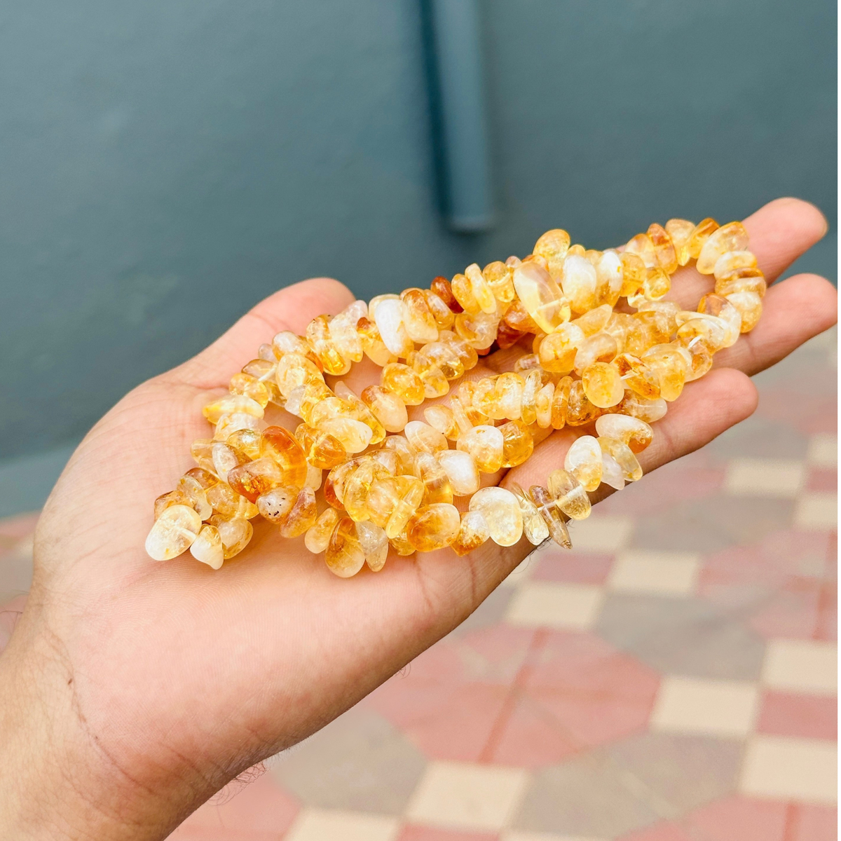 Orange Citrine Chips Crystal Necklace | Citrine Chips Beaded Necklace | Gemstone Necklace