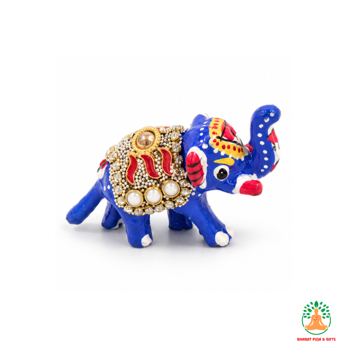 Decorative Small Beadwork Elephant Statue | Handcrafted Menakari Elephant Showpiece for Home Décor, Tabletop Display, Office & Gift