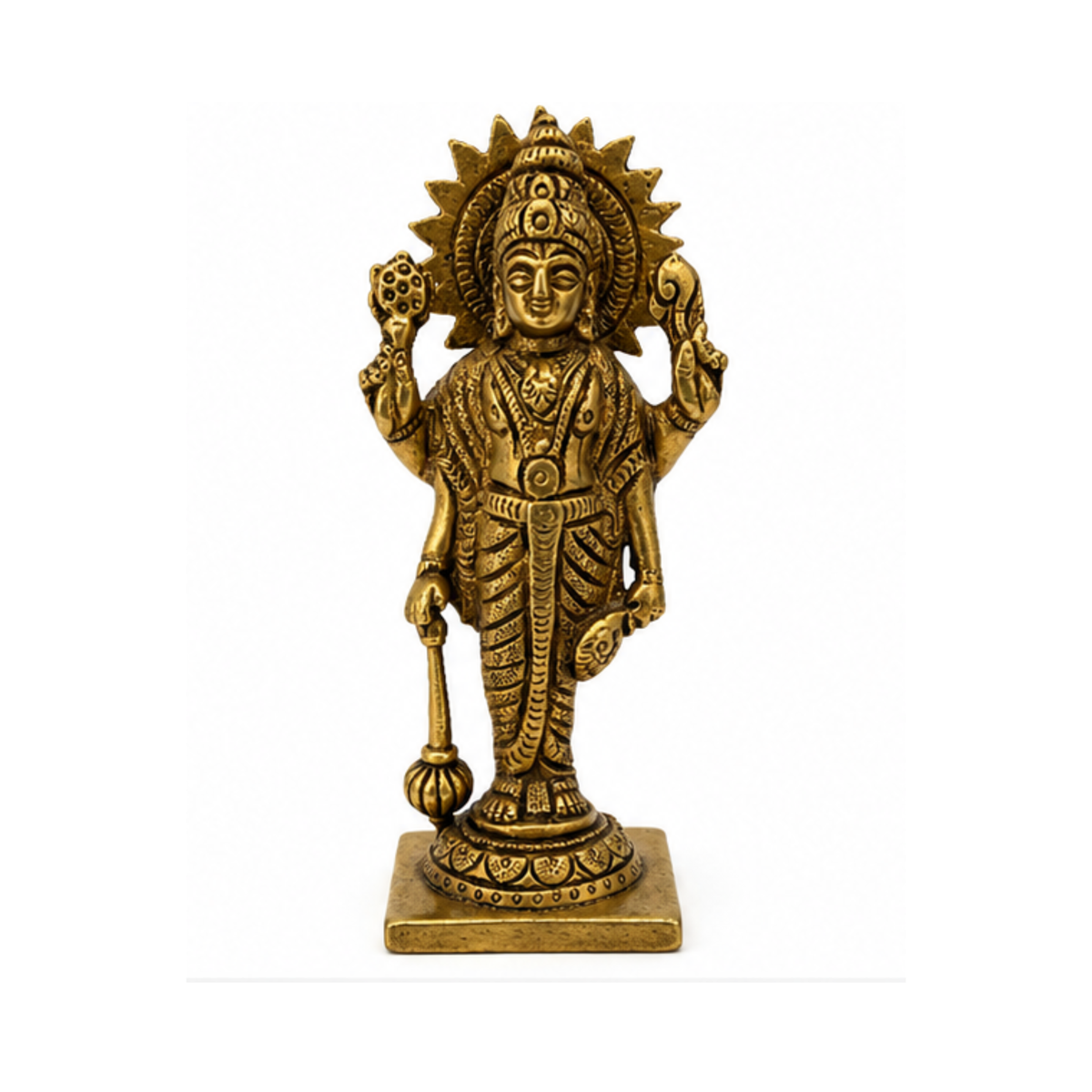 Brass Balaji Statue | Brass Vishnu Murti with Shankha Chakra Gada Padma | Lord Vishnu Idol