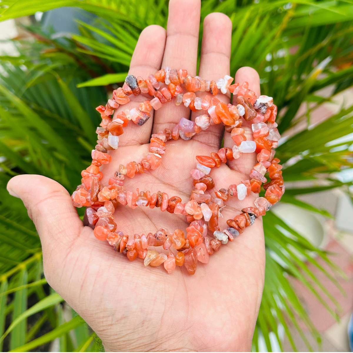 Carnelian Chips Crystal Necklace | Carnelian Beaded Necklace | Gemstone Necklace