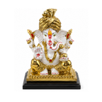 White Ganesha Idol| White & Gold / White with Orange Modak | Ganapati Murti