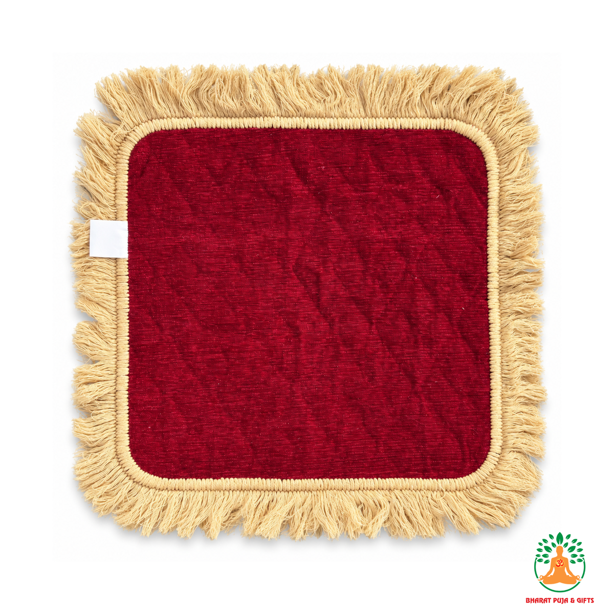 Decorative Square Mat with Fringe – Traditional Medallion Design