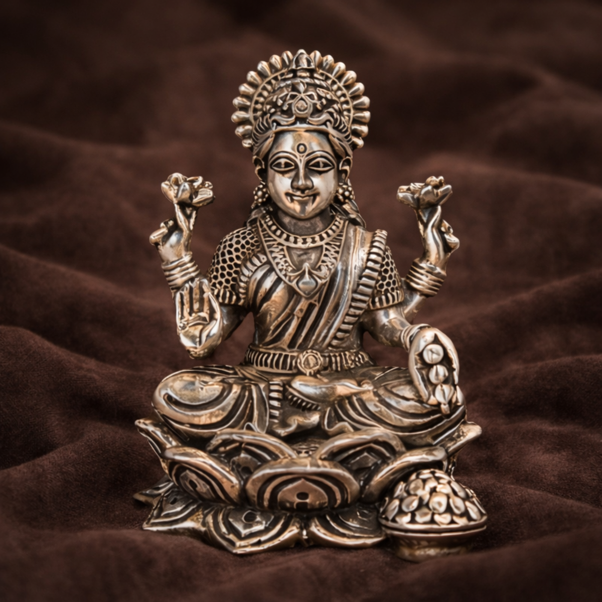Pure Silver Lakshmi Idol | Goddess Lakshmi Laxmi Devi Idol | Silver Laxmi Murti