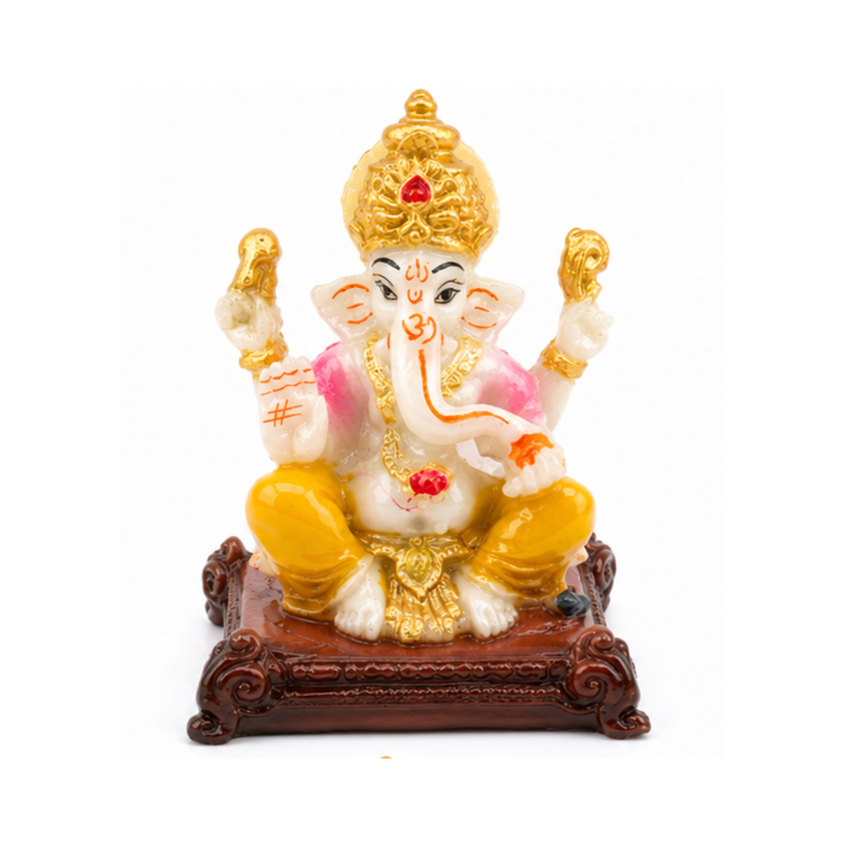 Small Ganesha on Chowki Idol | Traditional Hindu Deity Statue | Ganpati Murti