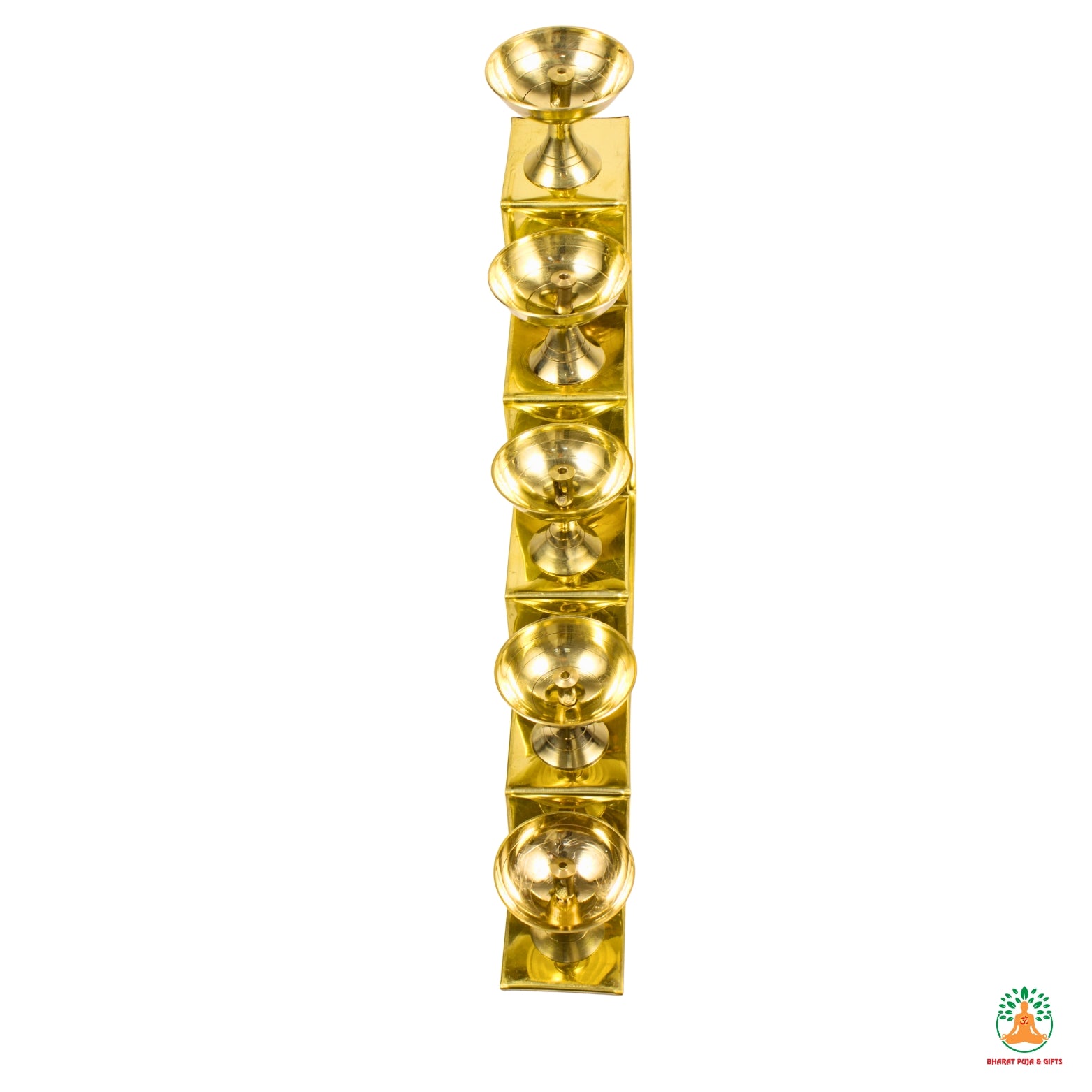 5 Step Brass Samai | Brass Lotus 5-Step Diya | Traditional Pooja Aarti Oil Lamp Arti Deepak Deepam for Home Temple, Mandir,