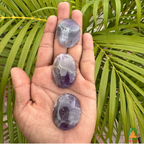 Amethyst Palmstone Set of 3 | Natural Purple Amethyst Crystal Stones | Polished Oval Palm Stones | Crystal Worry Stone