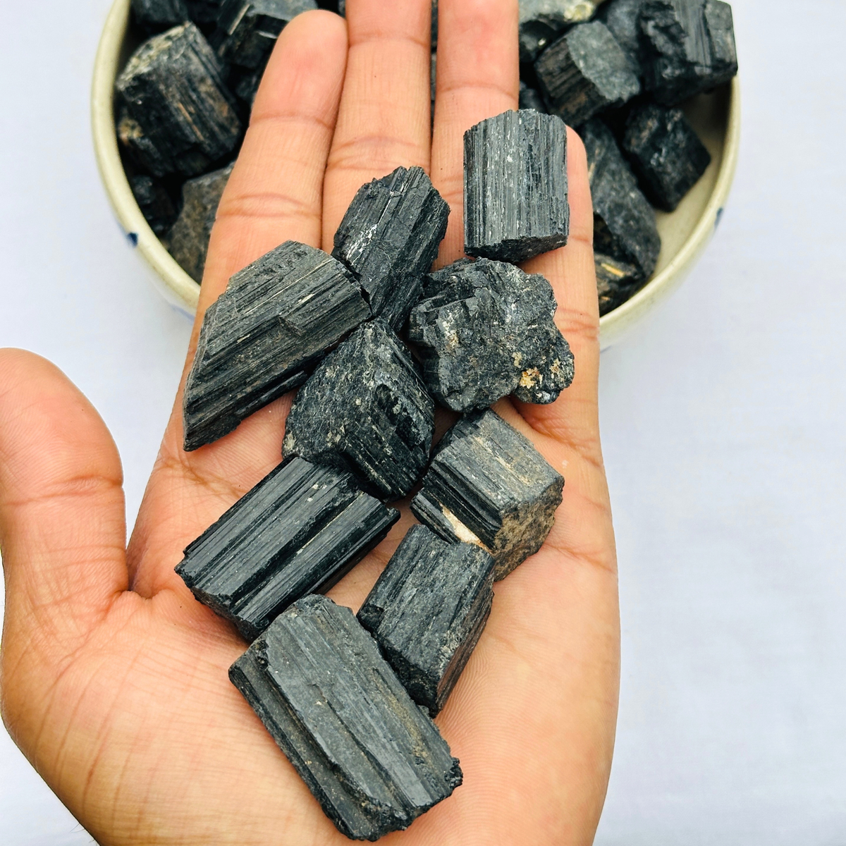 Black Tourmaline Raw Crystals – Natural Rough Unpolished Black Tourmaline Stones | Black Manifestation Healing and Meditation Crystals