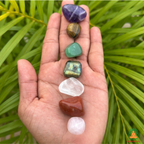 7 Chakra Tumble Stone Set | Polished Chakra Healing Crystals | Amethyst Tiger Eye Red Jasper Green Aventurine Labradorite Clear Quartz Carnelian Rose Quartz Tumbled Crystal Set