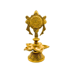 Brass 5 Wick Diya with Chakra Design | Brass 5-wick Oil Lamp | Decorative Diwali Diya