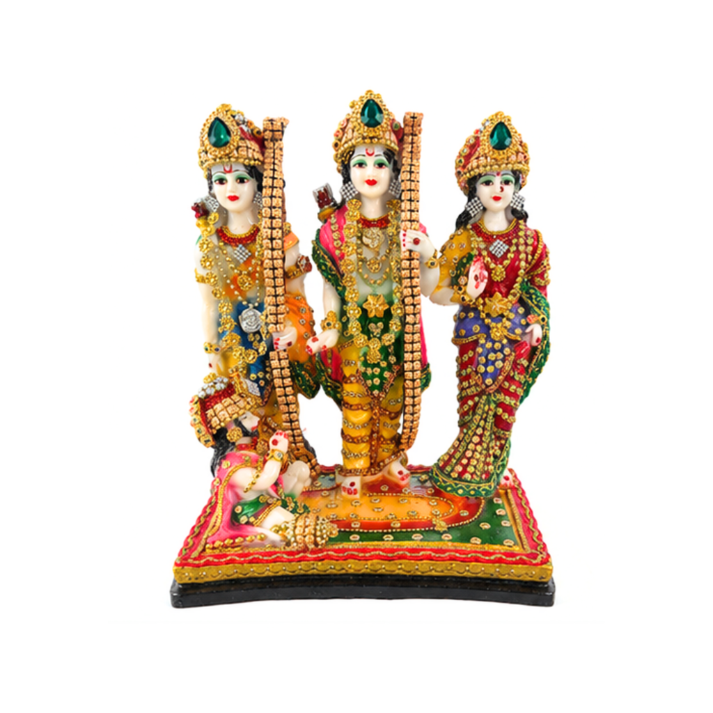 Decorative Large Ram Darbar Idol  | Traditional Lord Rama, Sita & Lakshman Murti