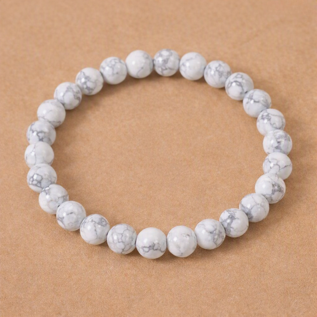 Natural Howlite Bracelet | White Howlite Crystal Bracelet | Healing & Meditation Jewelry | Grey Vein Gemstone Bracelet | Spiritual Gift