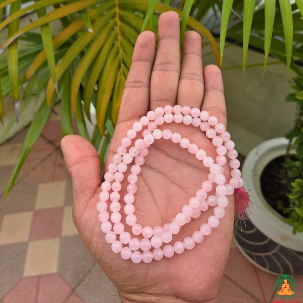 Rose Quartz Beaded Necklace 6mm & 8mm | Natural Pink Gemstone Mala | Love & Self-Love Jewelry | Meditation Necklace | Pink Crystal Necklace
