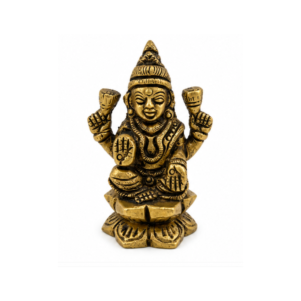 Brass Goddess Lakshmi Idol | Seated Lakshmi Murti | Brass Laxmi Statue