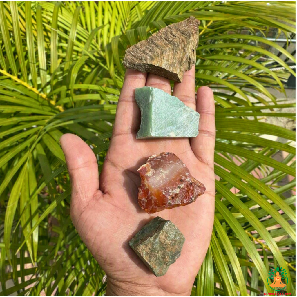 Prosperity Abundance Raw Stone Set | Tiger Eye Green Aventurine Carnelian Pyrite Natural Crystal Set | Meditation Stones | Spiritual Gift