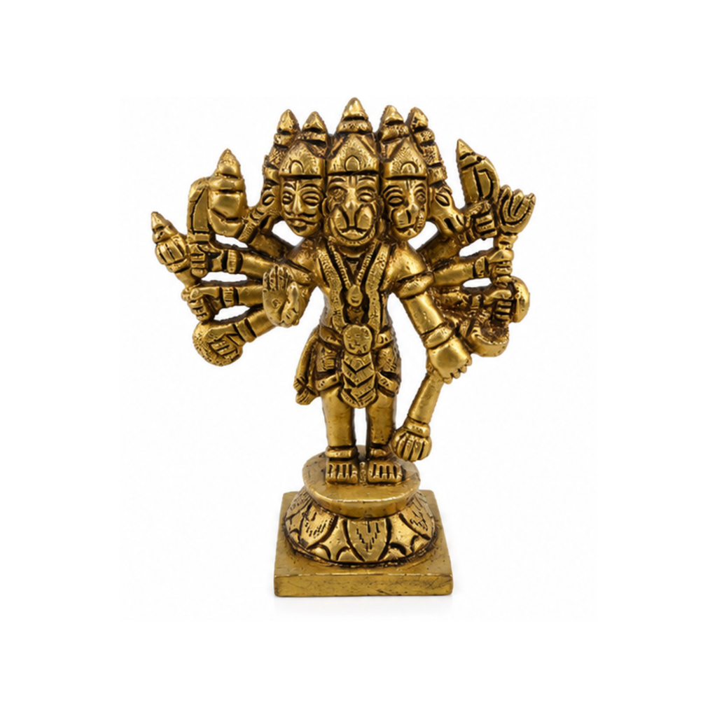Brass Panchmukhi Hanuman Idol | Five-Faced Hanuman Statue | Panchamukhi Hanuman Murti