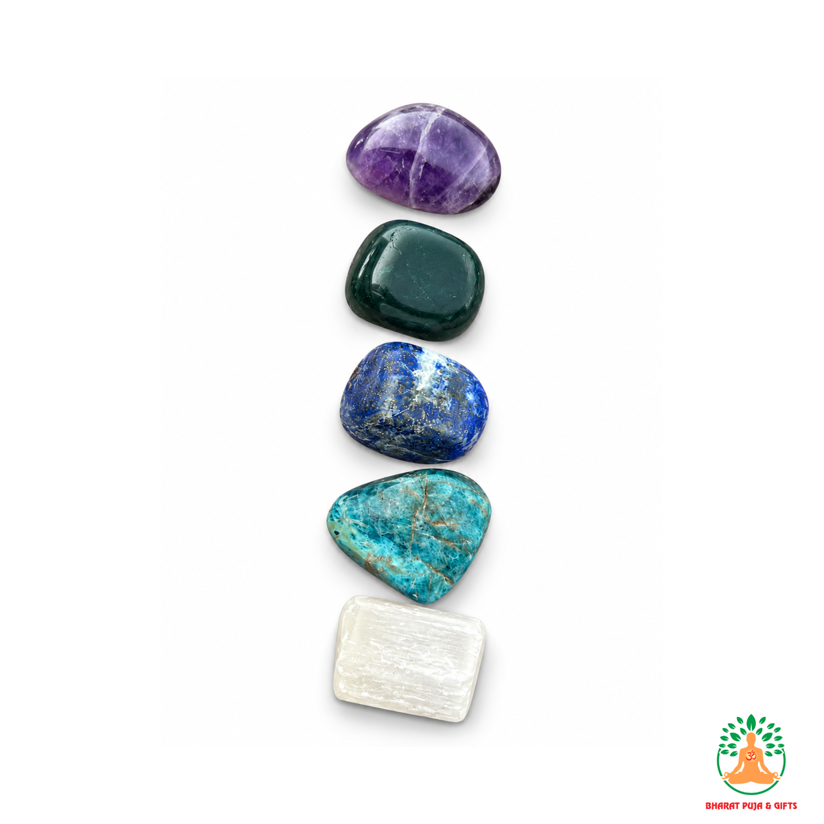 Stress Relief Tumble Stone Set – 5 Polished Gemstones for Calmness, Relaxation, Emotional Balance & Meditation