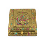 Royal Gold Peacock Floral 4-Compartment Dry Fruit Gift Box