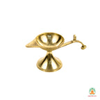 Brass Arti Diya with Curved Handle | Table Diya for Pooja, Aarti, Mandir, Home Temple, Festivals &amp; Spiritual Gifting 🪔🙏