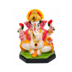 White Ganesha with Red Flowers & Modak | Ganesha Murti | Ganapati Idol