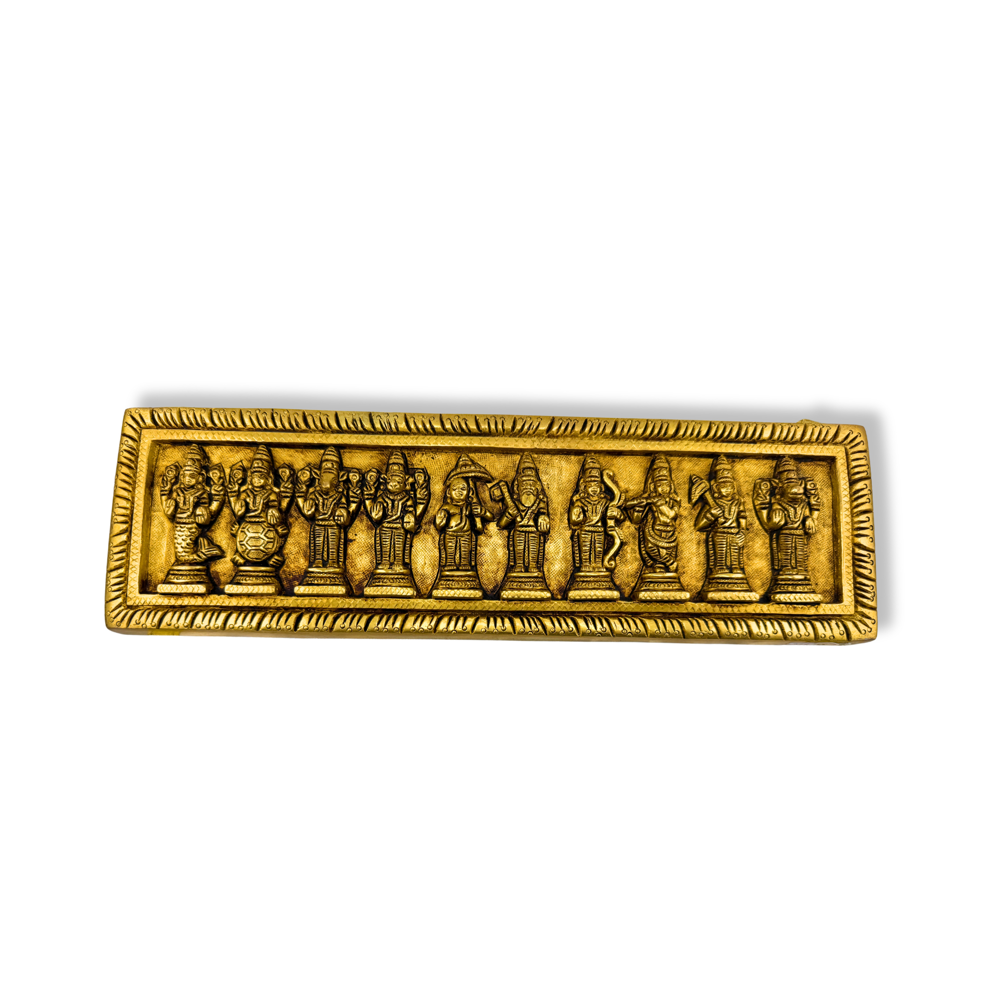 Brass Dashavatara Wall Hanging – The Ten Incarnations of Lord Vishnu | Brass Dashavatar Plaque