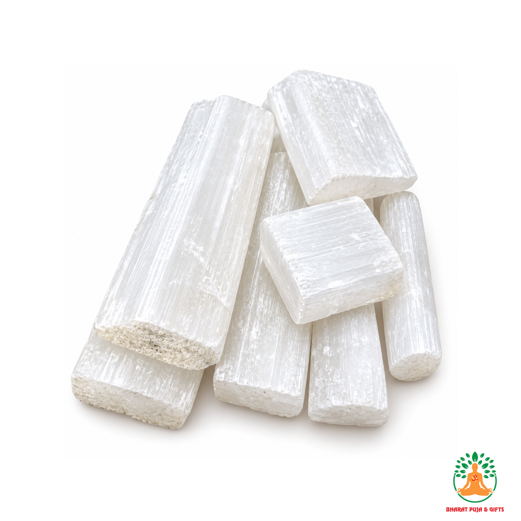 Selenite Raw Crystals – Natural Rough Unpolished Selenite Stones | White Manifestation Healing and Meditation Crystals