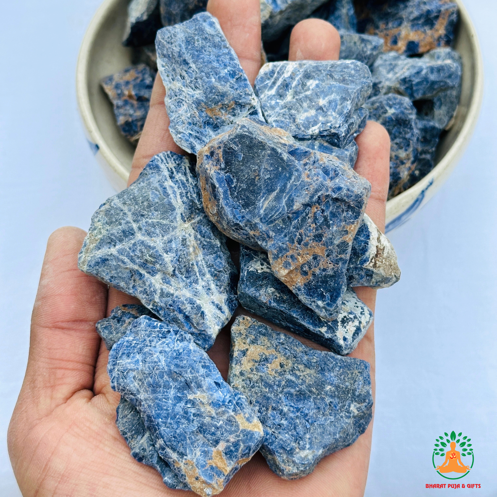 Sodalite Raw Crystals – Natural Rough Unpolished Blue Sodalite Stones | Blue Manifestation Healing and Meditation Crystals