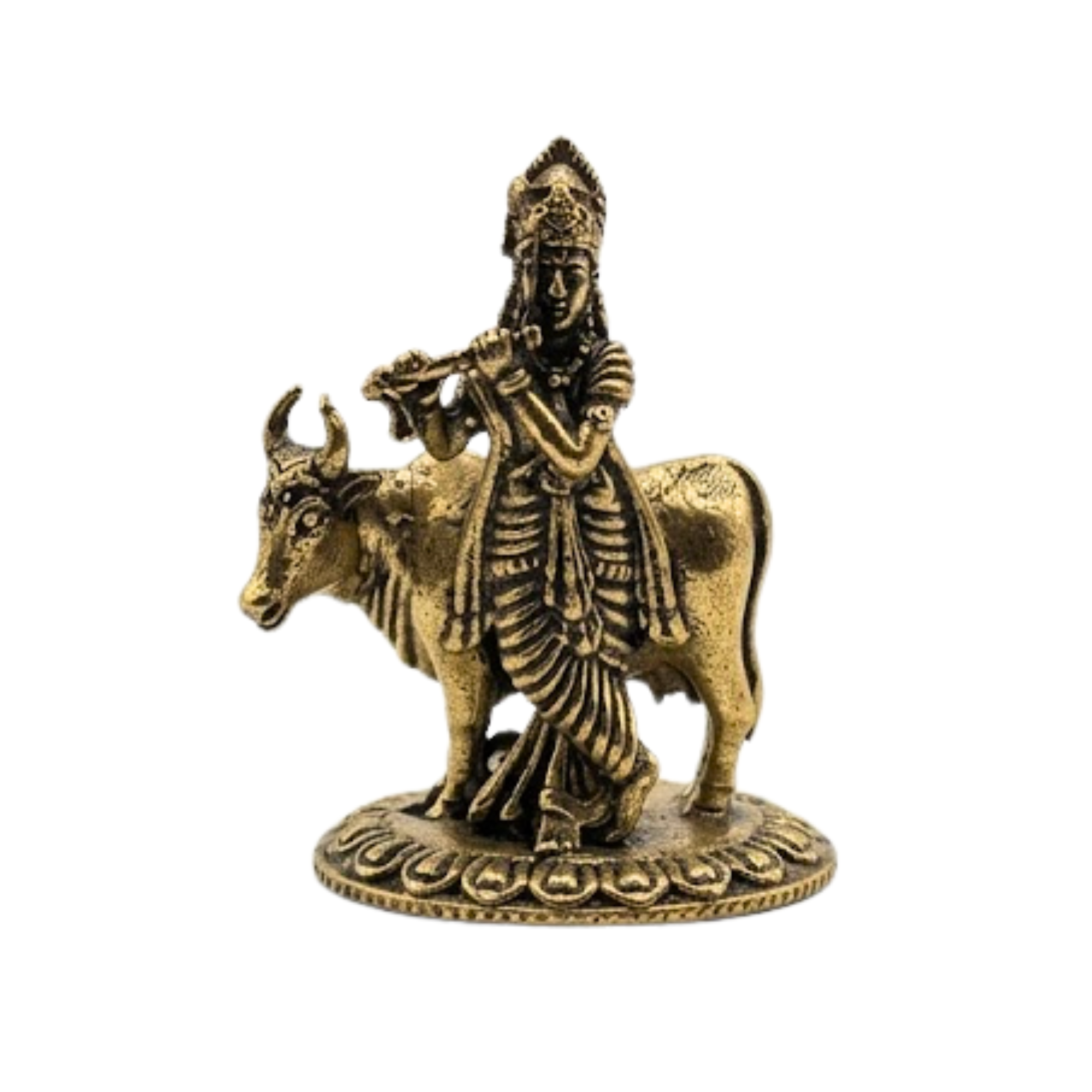 Panchadhatu Krishna with Cow Idol | Panchaloha Krishna with Cow Murti | Panchalogam Krishna with Cow Statue