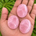 Rose Pink Quartz Palmstone Set of 3 | Natural Pink Crystal Palm Stones | Polished Oval Stones | Love & Self-Love Crystal