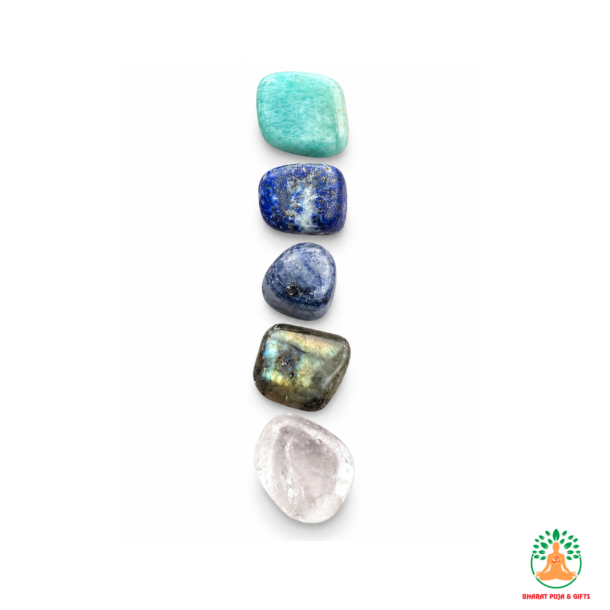 Intuition & Communication Tumble Stone Set – Polished Gemstones | Tumbled Crystals Set | Spiritual Gift | Manifestation and Meditation Crystals