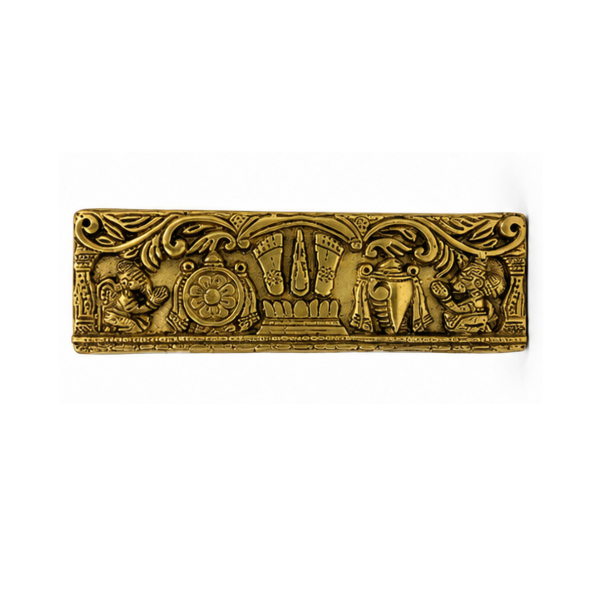 Brass Vishnu Paduka Decorative Wall Plaque | Shankh Naman Chakra Plate for Main Door – Vastu Rectification | Brass Shankh Chakra Namah Wall Hanging